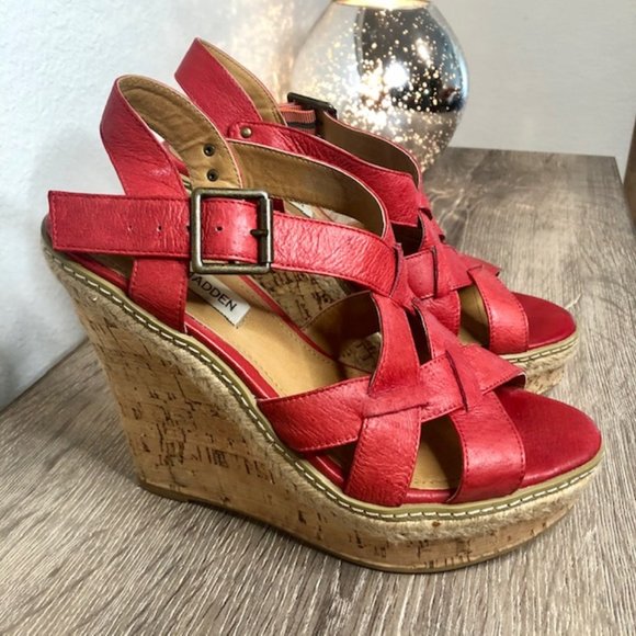 Steve Madden P-Malena in Red Leather, size 6.5 - Picture 3 of 8